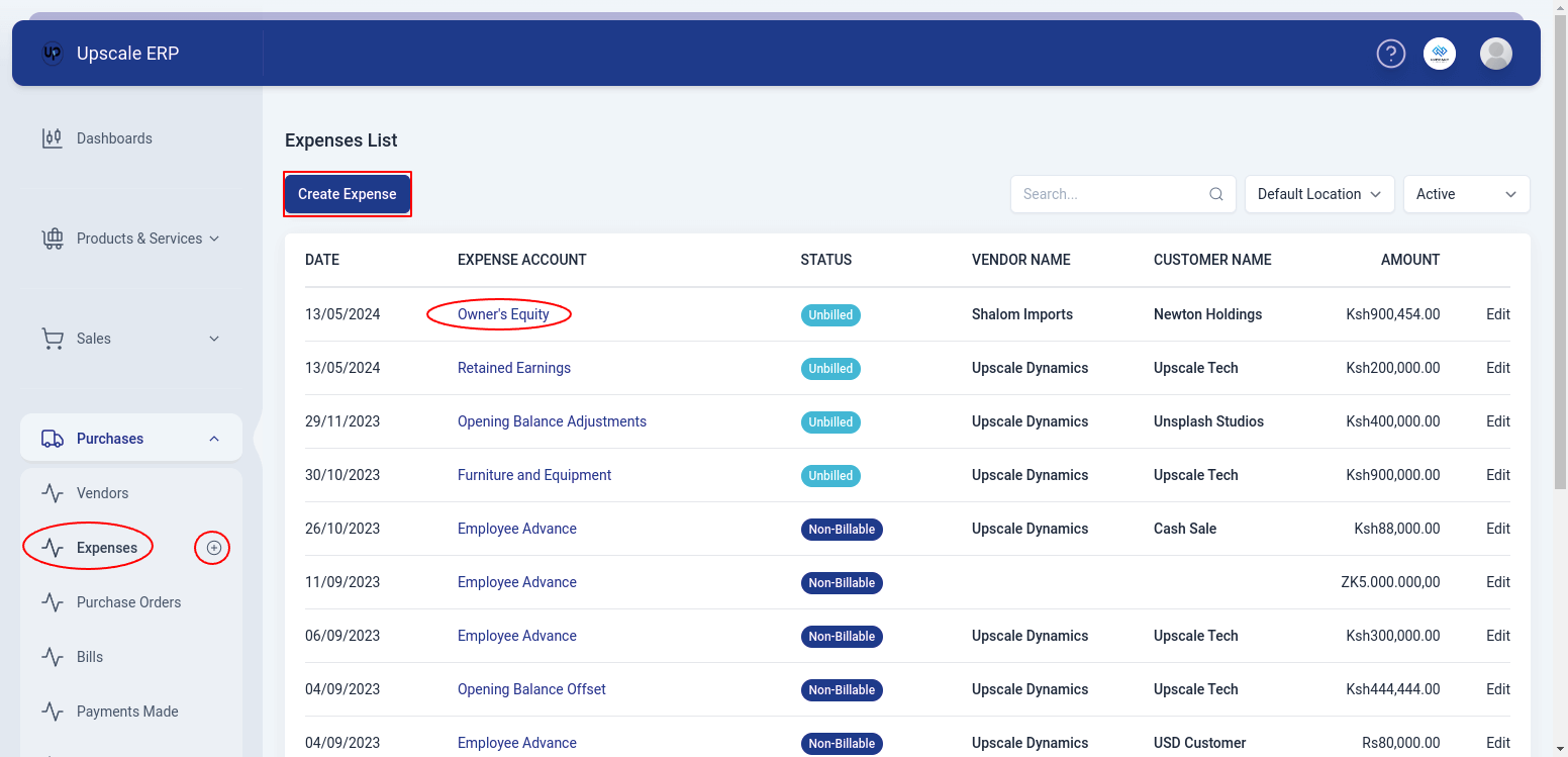 create new expense 